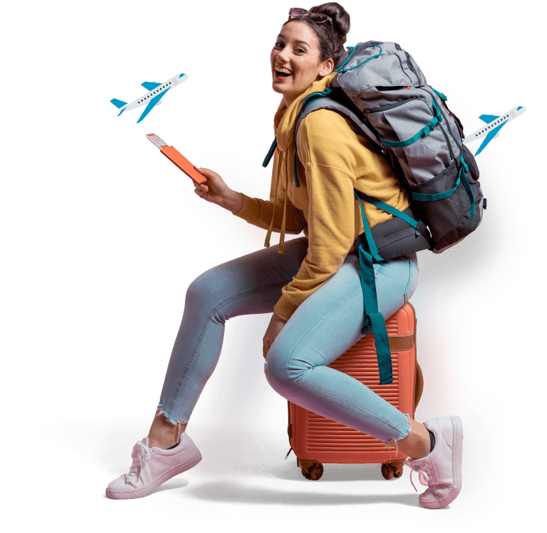 Happy traveler woman